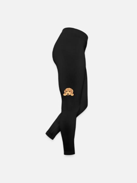 Niedlicher Golden Retriever Welpenkopf - Frauen Jersey Leggings - Schwarz - Rechts