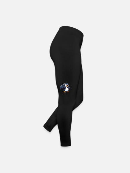 Cooler Cartoon Pinguin Karate Martial Arts - Frauen Jersey Leggings - Schwarz - Rechts