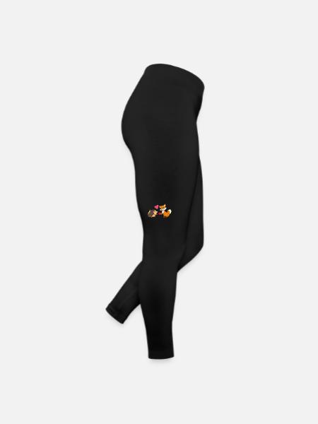 Un bébé renard donne une pomme à un hérisson - Legging en jersey Femme - noir - Droite