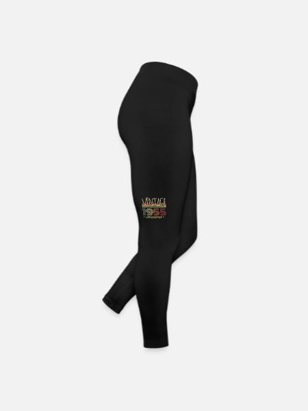 Vintage 1955 Retro 1955 Anniversary Gift - Women’s Jersey Leggings - black - Right