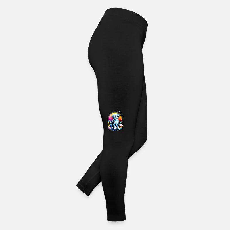 Süßer Welpe mit Lotusblüten Frauen Jersey Leggings