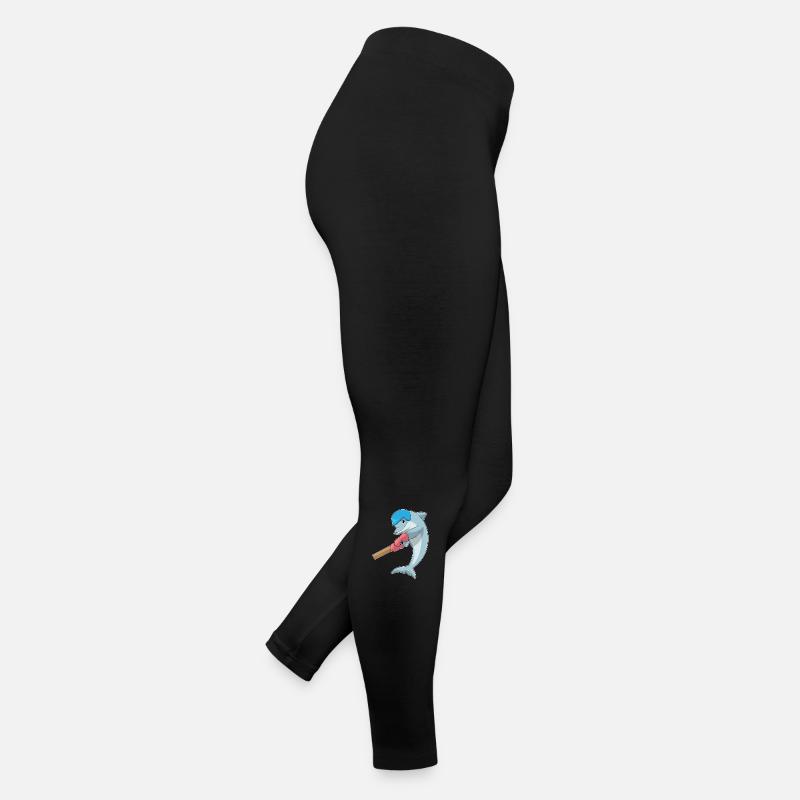 Delfin beim Cricket mit Cricketschläger Frauen Jersey Leggings