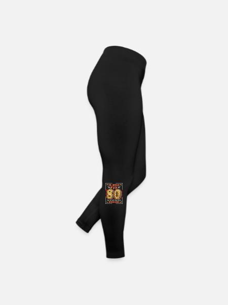 80th Birthday 80 Years Vintage-Retro Fun-Birthday - Women’s Jersey Leggings - black - Right