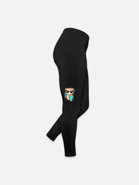 Katze im Sommer Urlaub - Frauen Jersey Leggings - Schwarz - Rechts