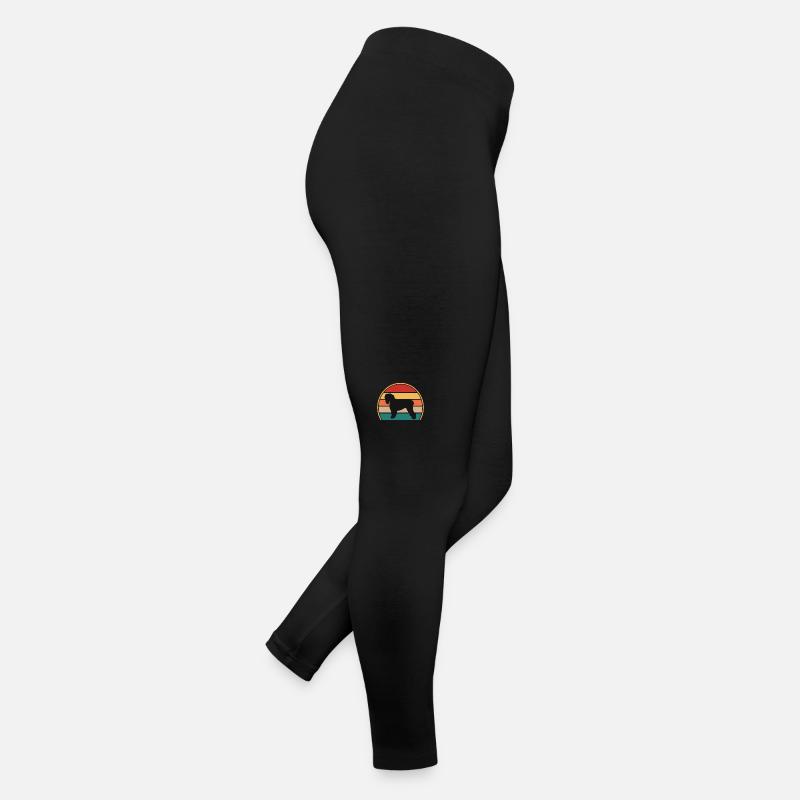 Noir Terrier Russe Chien Silhouette Rétro Coucher de Soleil Legging en jersey Femme