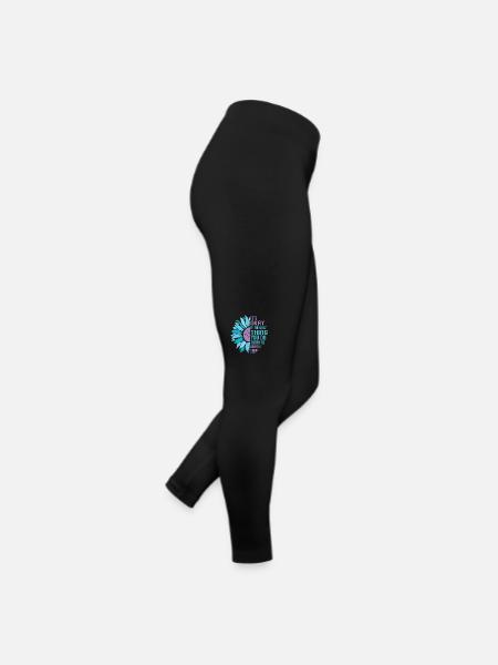 Guerrier de la santé mentale violet et turquoise - Legging en jersey Femme - noir - Droite