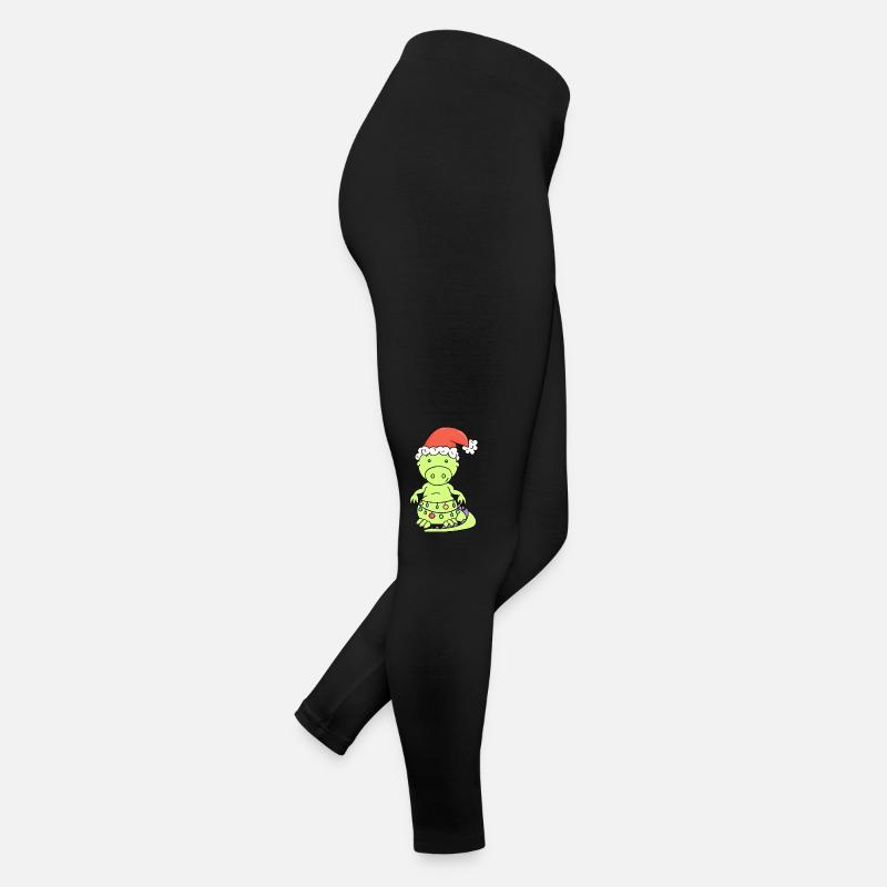 Süßer Weihnachtsdrache mit Lichterkette Frauen Jersey Leggings