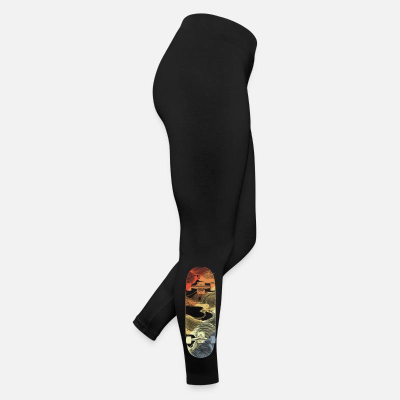 Dessin de skateboard rétro Legging en jersey Femme