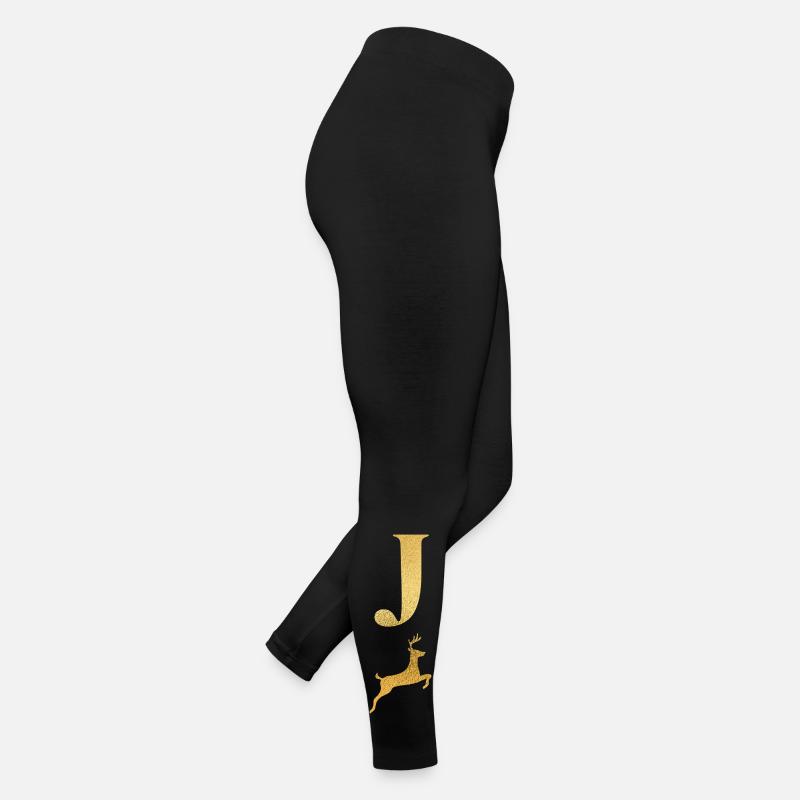 Lettre j cerf doré - idée cadeau Legging en jersey Femme