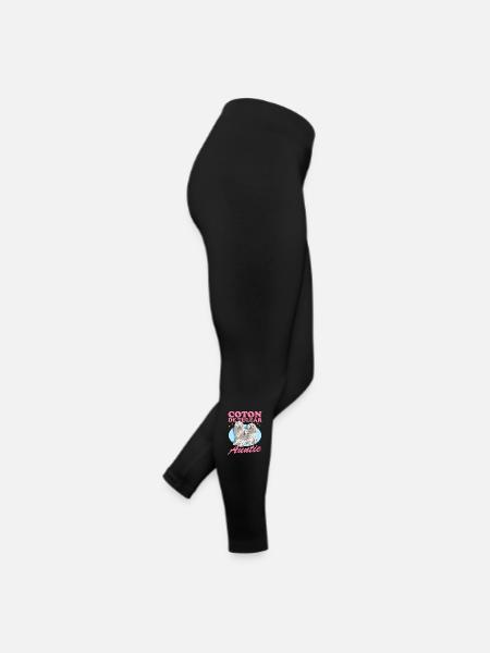 Coton de Tuléar Tante Chien Lover Cadeau - Legging en jersey Femme - noir - Droite