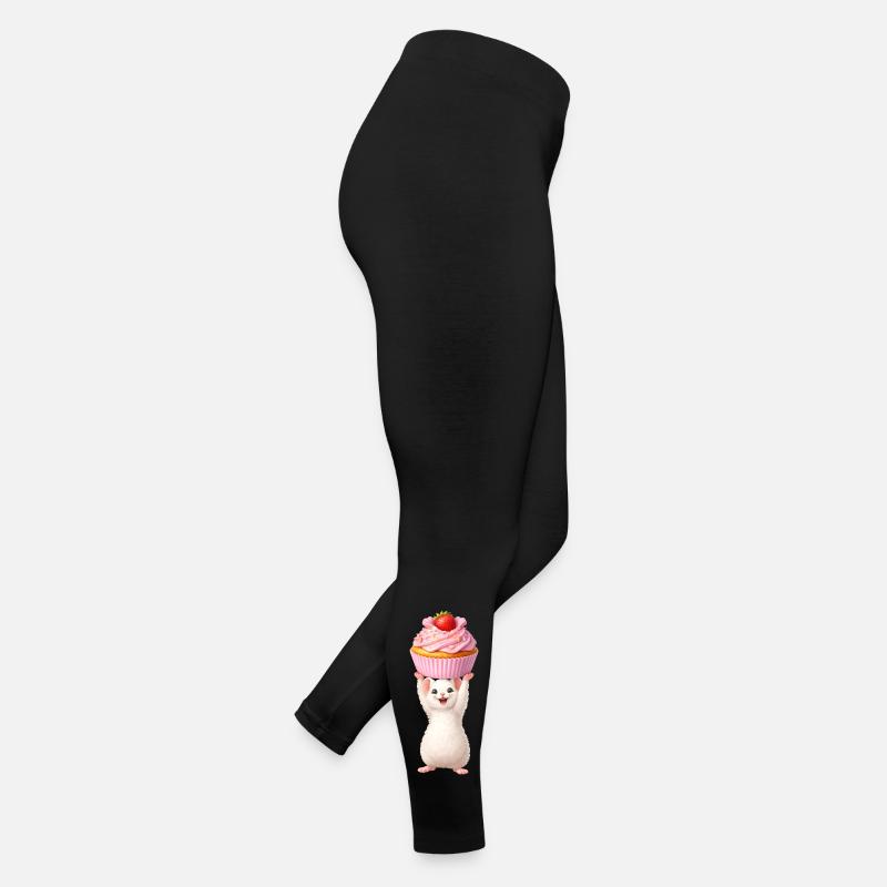 Cute Mouse with Strawberry Cupcake Women’s Jersey Leggings