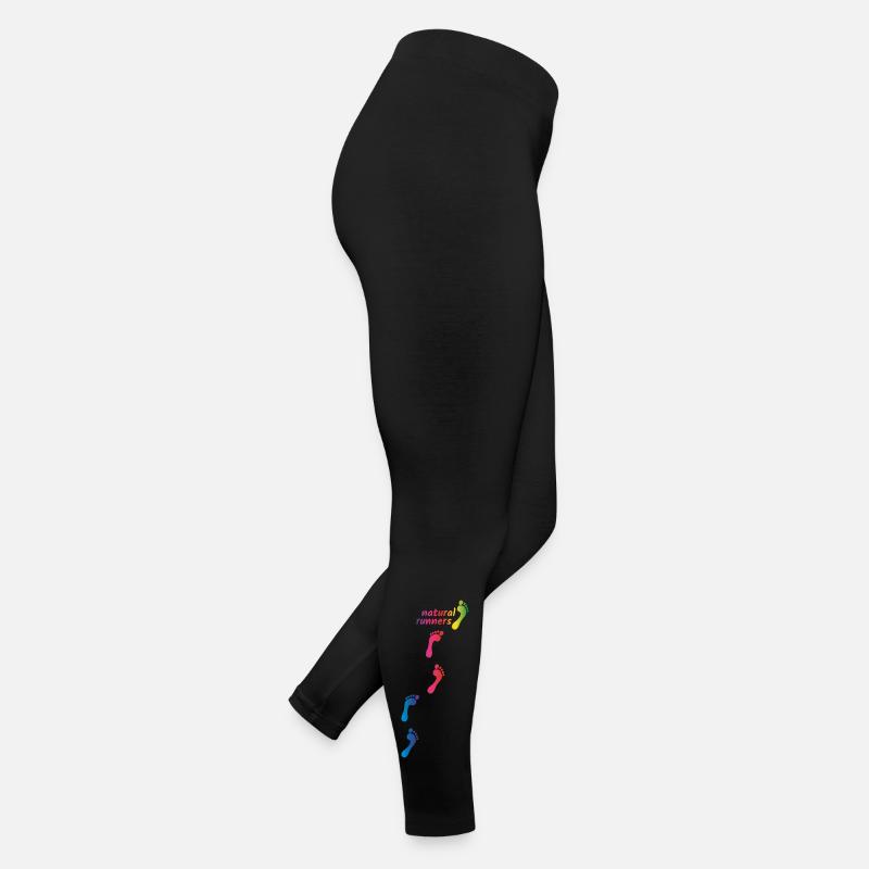 Rainbow Footprints - go barefoot through life - Women’s Jersey Leggings - black