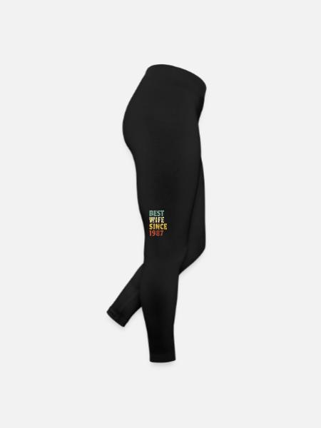 Best Wife Since 1987 Funny Anniversary Birthday - Women’s Jersey Leggings - black - Right