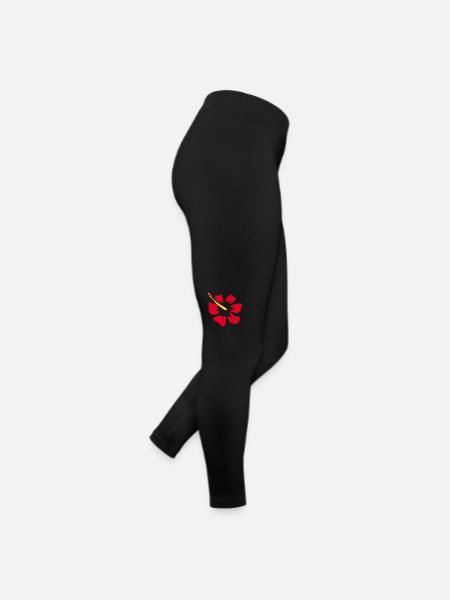 Flower red red flowers red red flowers hibiscus - Women’s Jersey Leggings - black - Right