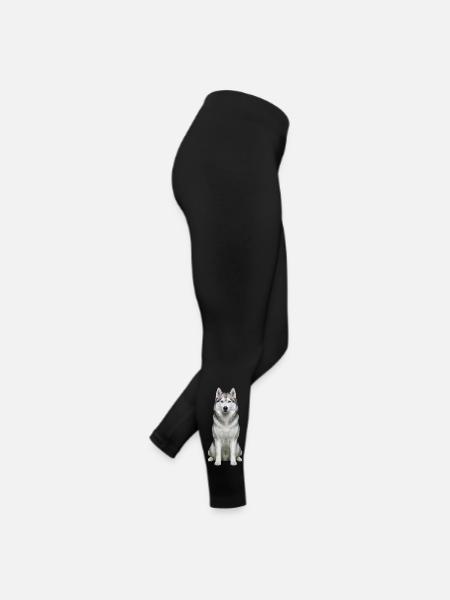 Eises, husky-blauäugiges Porträt - Frauen Jersey Leggings - Schwarz - Rechts