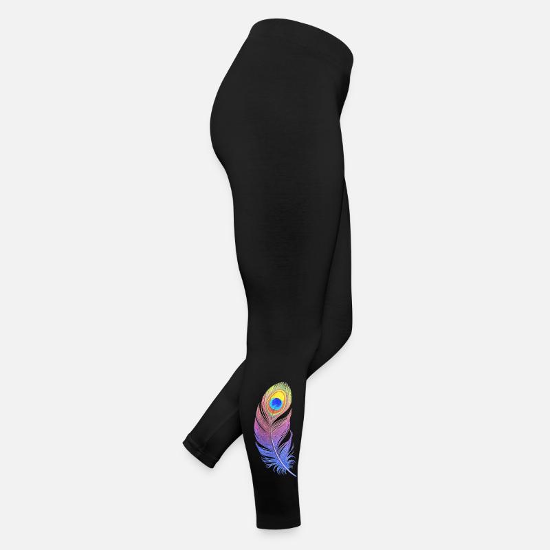 Plume Arc-en-ciel : Style et Créativité sur votre Legging en jersey Femme