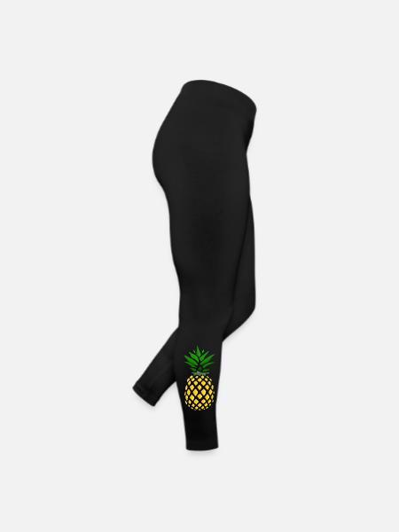 Ananas Tropenprint  - Frauen Jersey Leggings - Schwarz - Rechts