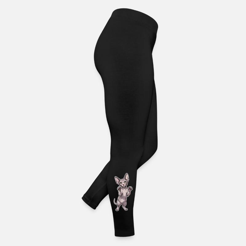 Cute Sphynx Cat Standing Posture Portrait Women’s Jersey Leggings