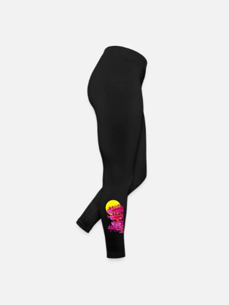 Neon-Lifeguard Turm am Sonnenuntergang - Frauen Jersey Leggings - Schwarz - Rechts