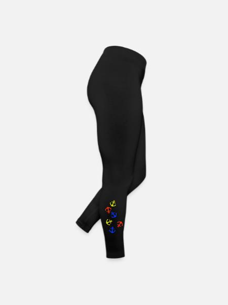 Anker Bunt - Frauen Jersey Leggings - Schwarz - Rechts