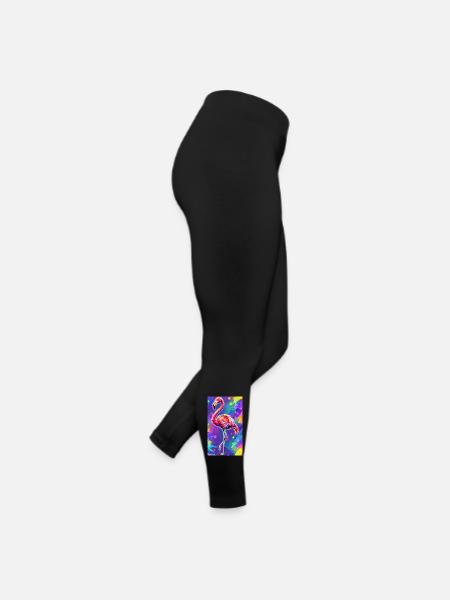 Flamingo - Frauen Jersey Leggings - Schwarz - Rechts