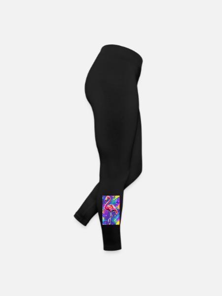 Flamingo - Frauen Jersey Leggings - Schwarz - Rechts