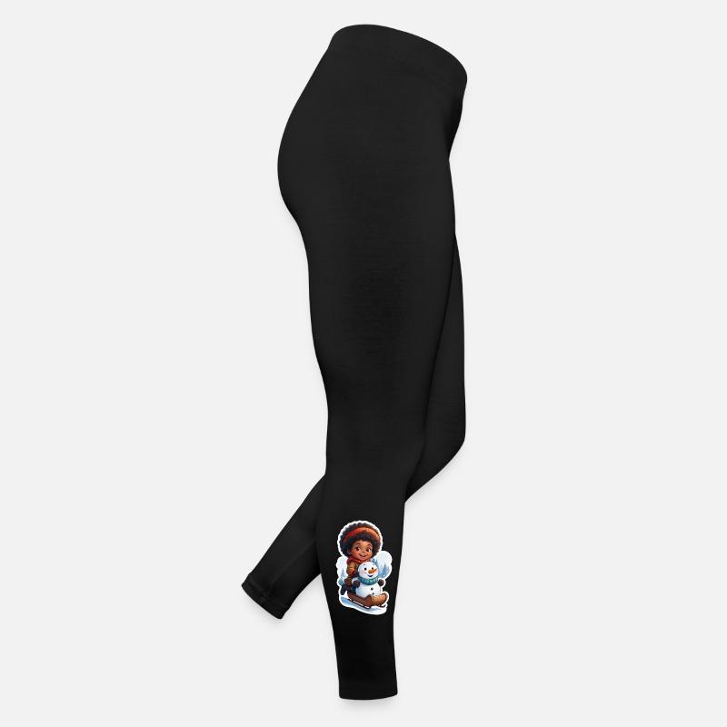 Child-friendly snowman on sled Women’s Jersey Leggings