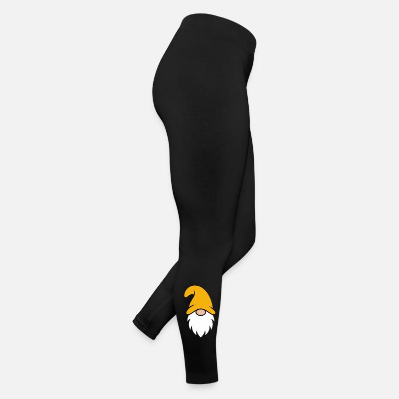 Orange Hat Gnome Illustration - Women’s Jersey Leggings - black