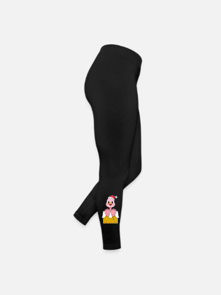 Chapeau de Noël flamant rose - Legging en jersey Femme - noir - Droite