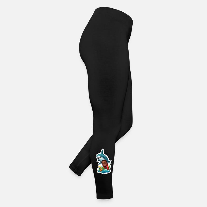 Abenteuer mit Hai und Kind Frauen Jersey Leggings