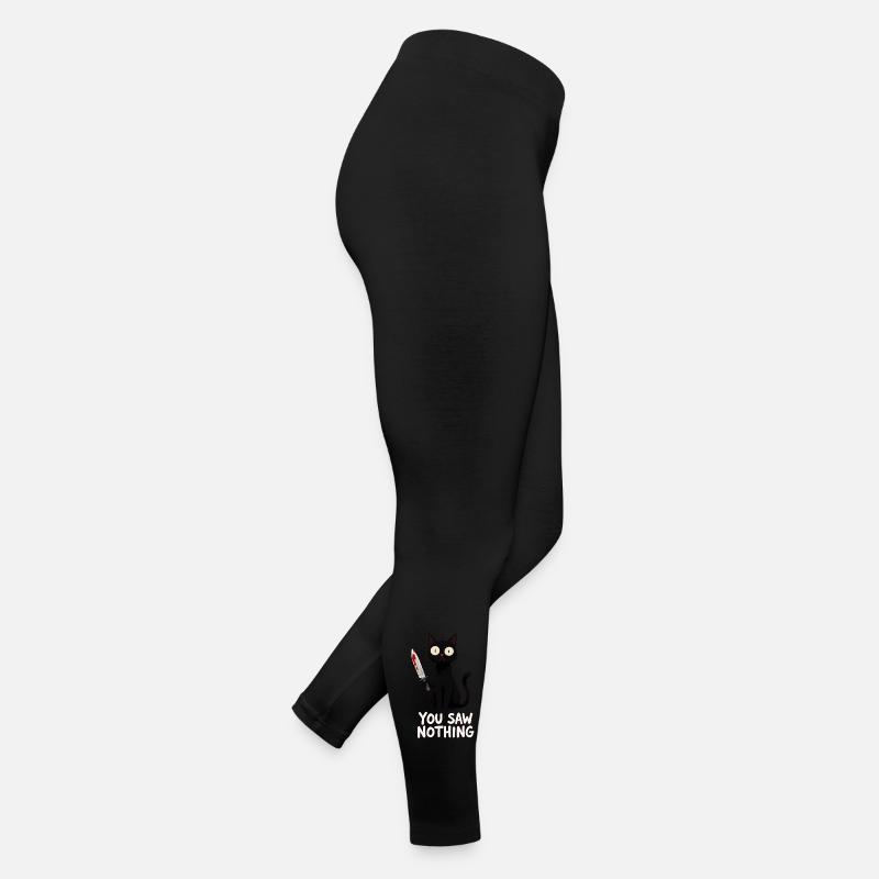 Schwarze Katze mit Messer – You Saw Nothing Frauen Jersey Leggings