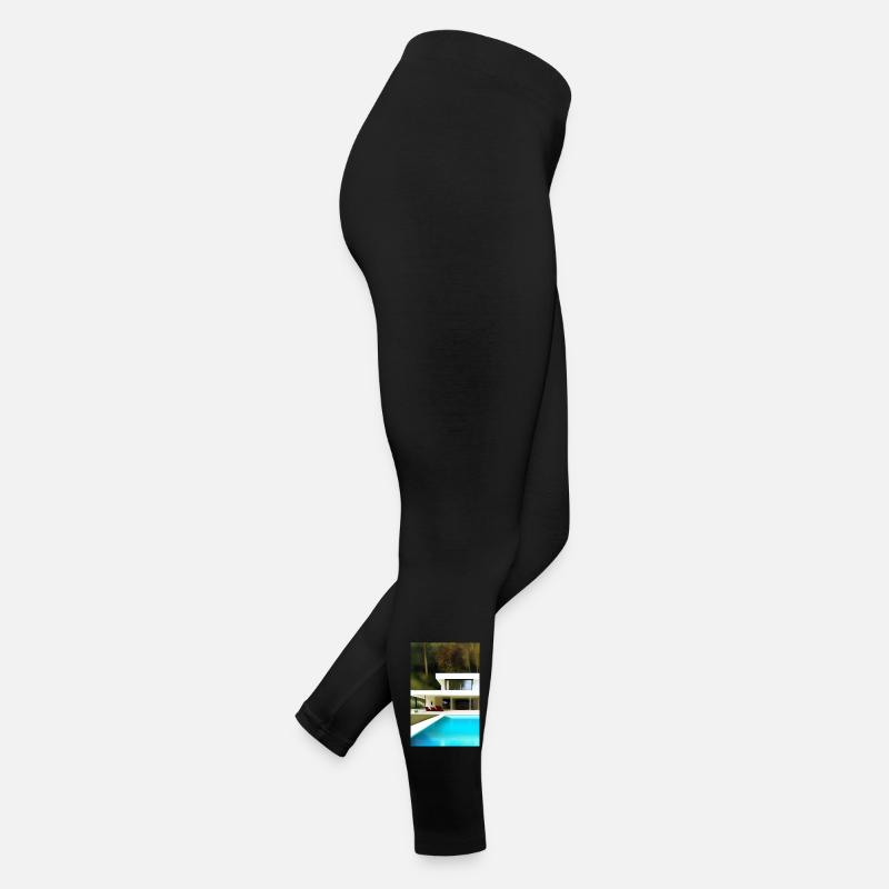 Weiße Villa mit Pool Frauen Jersey Leggings