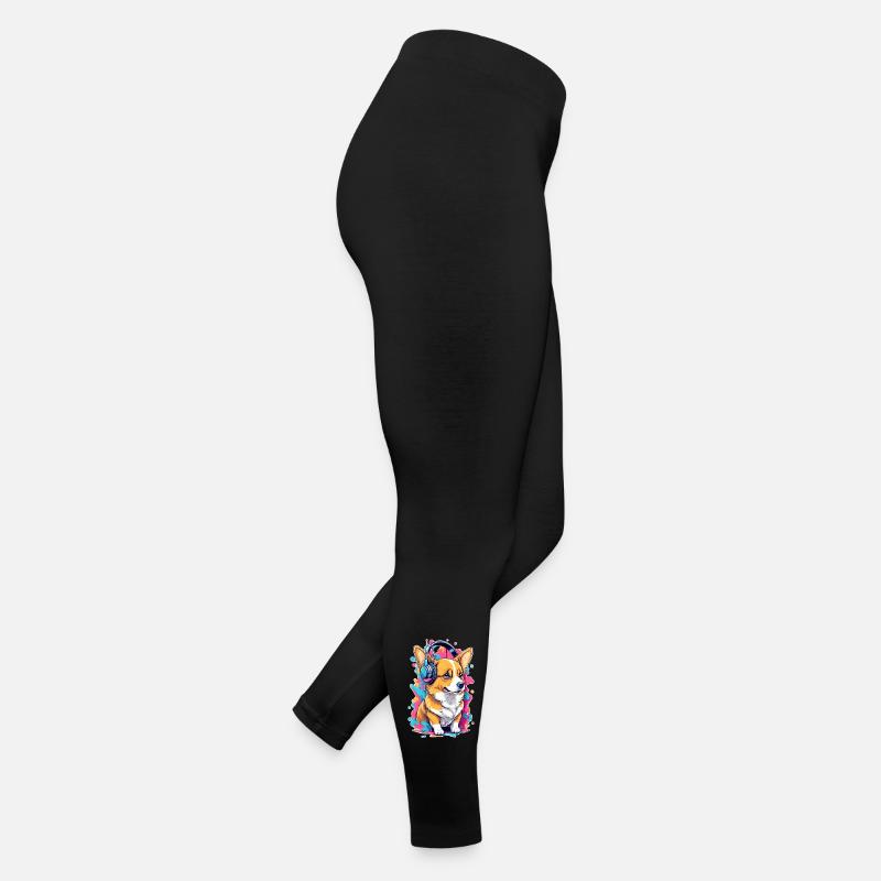 Corgi écoute de la musique Legging en jersey Femme