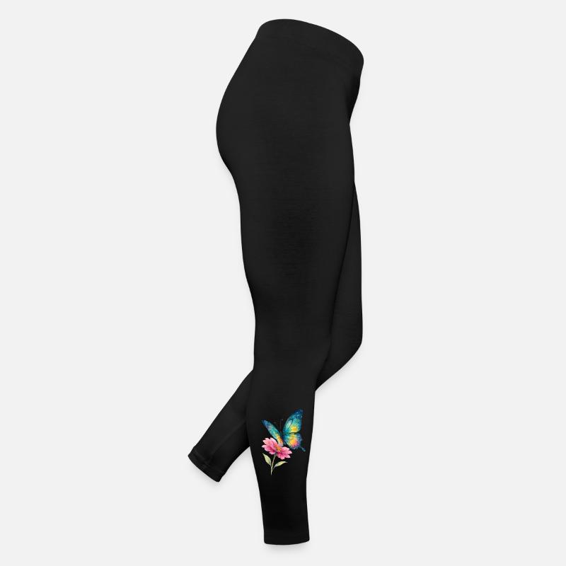 Papillon coloré et fleur Legging en jersey Femme