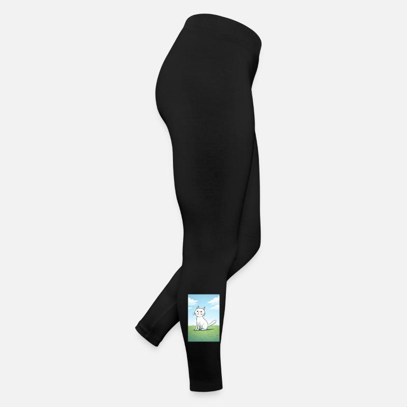 Weiße Katze mit frechen Blick - Frauen Jersey Leggings - Schwarz