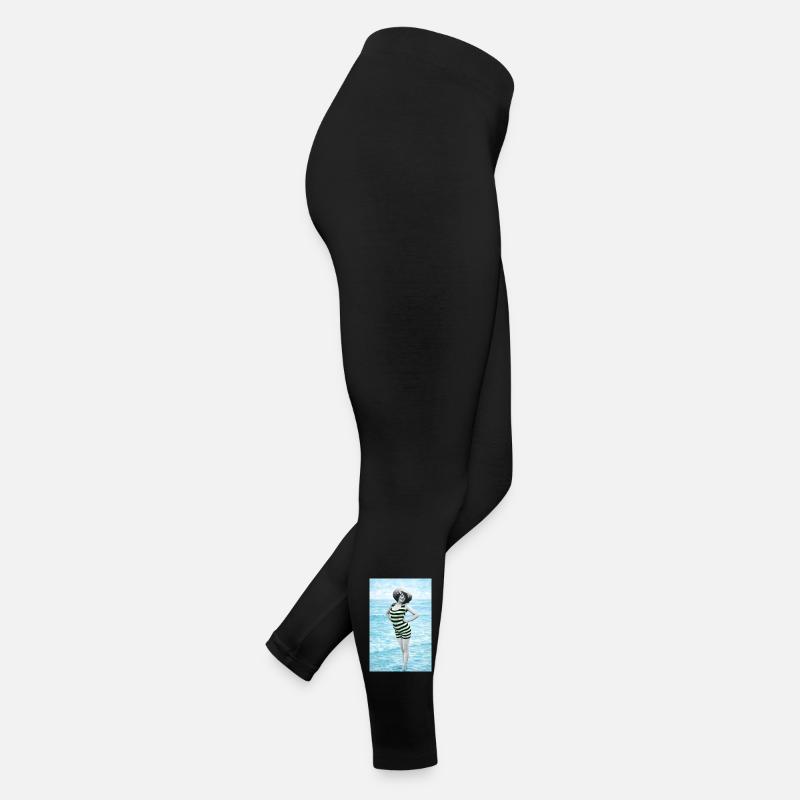 Retro Swimmer – Vintage Beach Elegance Women’s Jersey Leggings