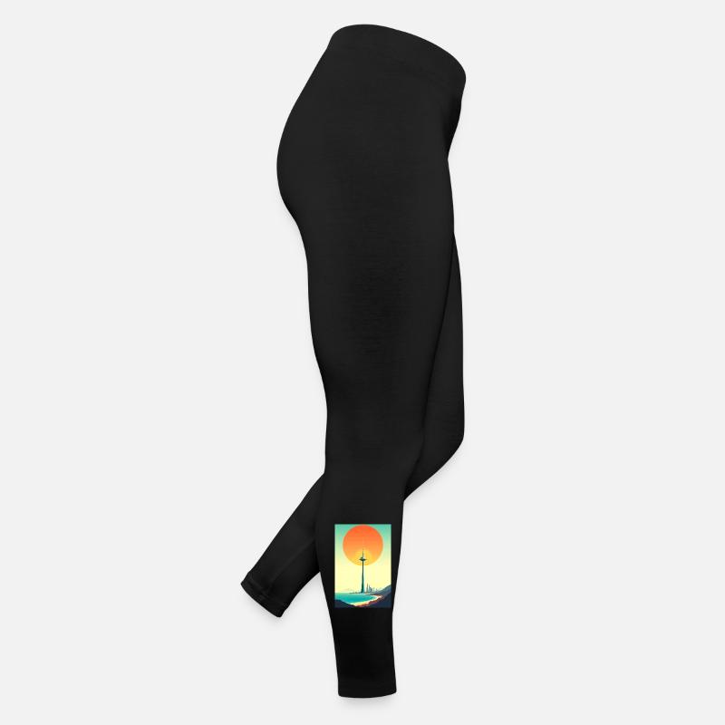Sunset Tower Over Coastal City Women’s Jersey Leggings