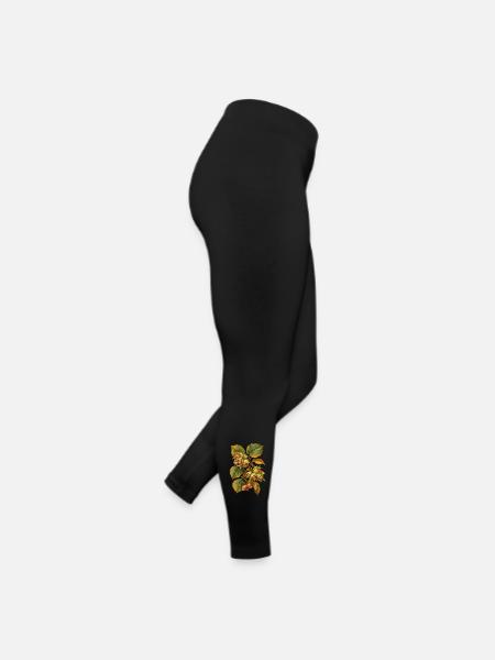 Haselnüsse am Zweig - Frauen Jersey Leggings - Schwarz - Rechts