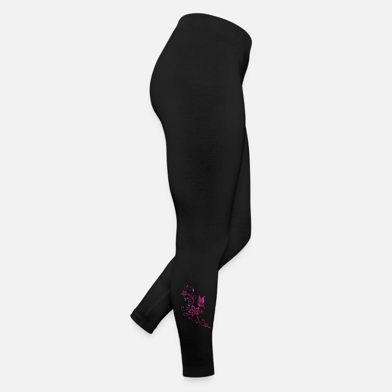 Papillon rose vrille fleurs d'été Legging en jersey Femme