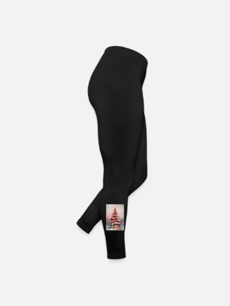 Watercolor pastel Christmas tree - Women’s Jersey Leggings - black - Right