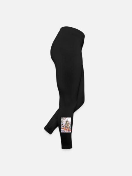 Magical winter: tree and gifts - Women’s Jersey Leggings - black - Right
