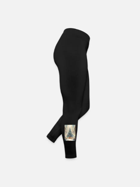 Aurora Blue Weihnachtskathedrale - Frauen Jersey Leggings - Schwarz - Rechts