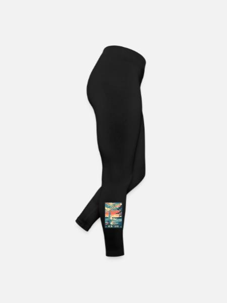 Erkunden Sie den Saratoga Lake im Bundesstaat New York - Frauen Jersey Leggings - Schwarz - Rechts