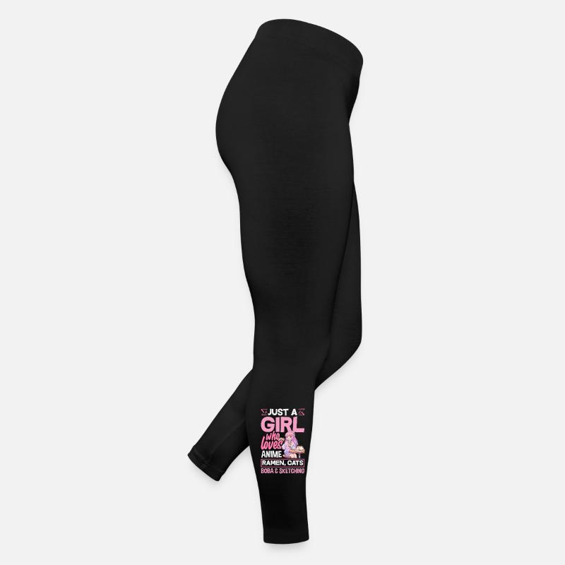 Anime Mädchen Ramen Katzen Boba Zeichnen Frauen Jersey Leggings