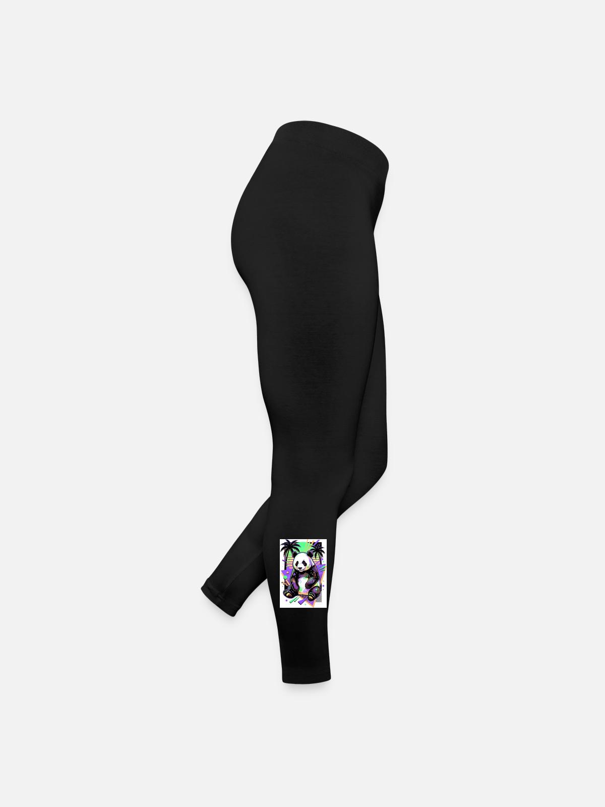 Panda - Frauen Jersey Leggings - Schwarz - Rechts