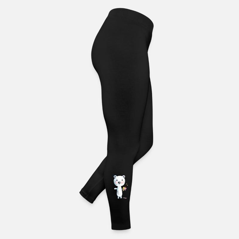 Niedlicher Eisbär Mit Eiscreme Und Bienen Comic Frauen Jersey Leggings