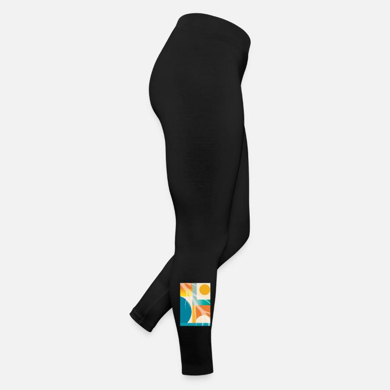 Géométrie abstraite avec formes organiques rétro Legging en jersey Femme