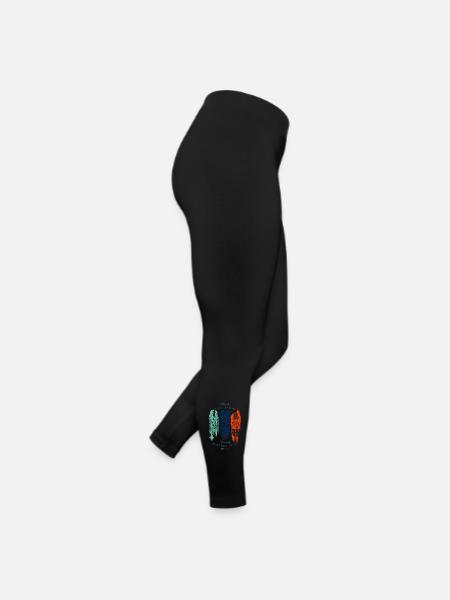 Blue Waves und Atlantiksurfen - Frauen Jersey Leggings - Schwarz - Rechts