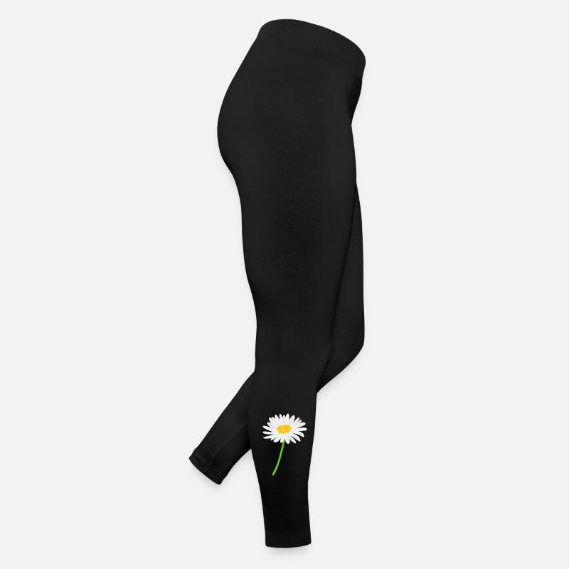 Blume Gänseblümchen mit Stiel - Frauen Jersey Leggings - Schwarz