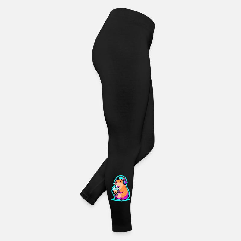 Mignon Capybara Bubble Tea Kawaii Animal Gift Legging en jersey Femme